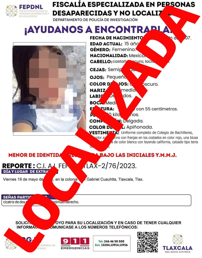 PGJE ubica a menor de edad reportada como no localizada